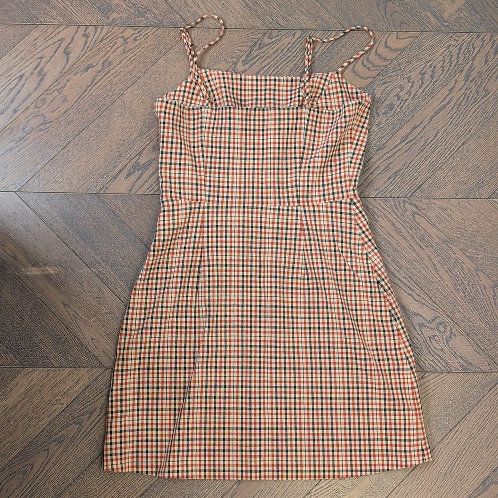 Aritzia Wilfred Isabelle Red Plaid Mini Dress Pockets 2 - Picture 5 of 11